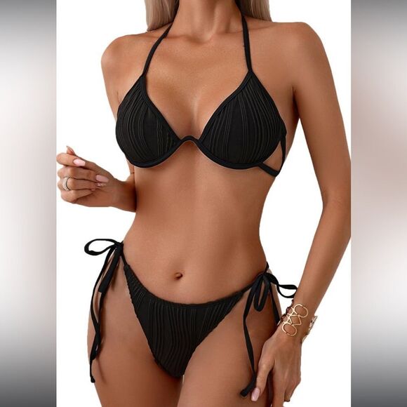 Fanuerg Women's Underwire Triangle Bikini Set Halter String NWOT - Picture 1 of 7